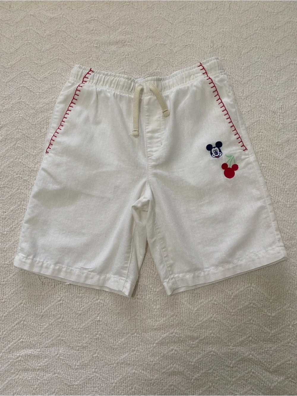 Old Navy Kids XL 14-16 Disney Mickey Mouse White Linen Blend Shorts